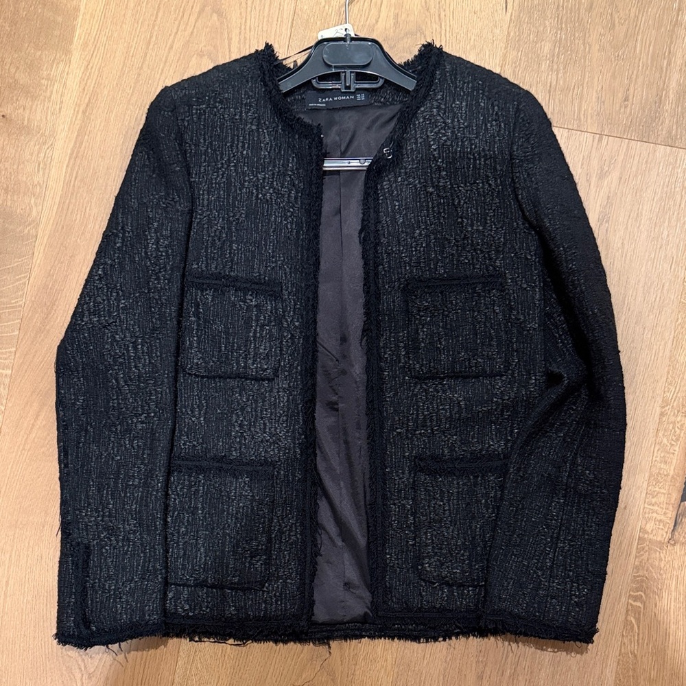 Zara Black Textured Jacket